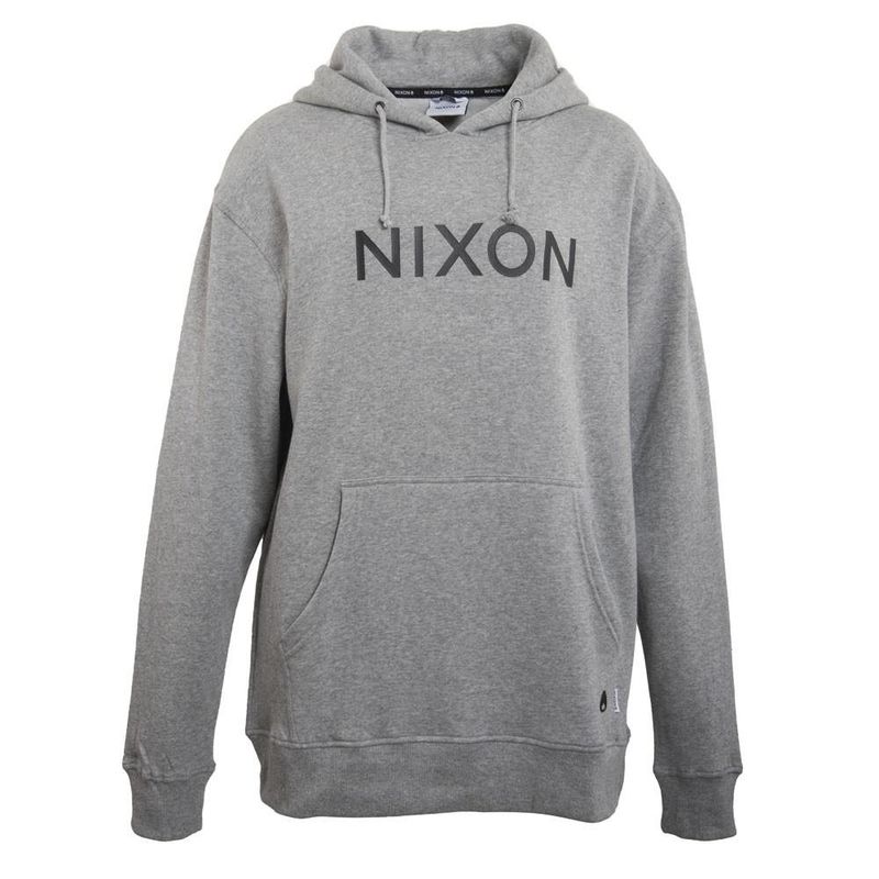 NIXON - Polerón Hoodie Grey logo Cross Back Black - Gris