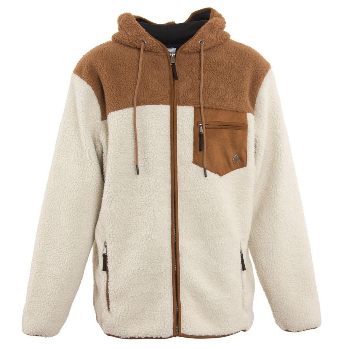 NIXON - Poleron Men Sherpa Full Zipper Beige Brown