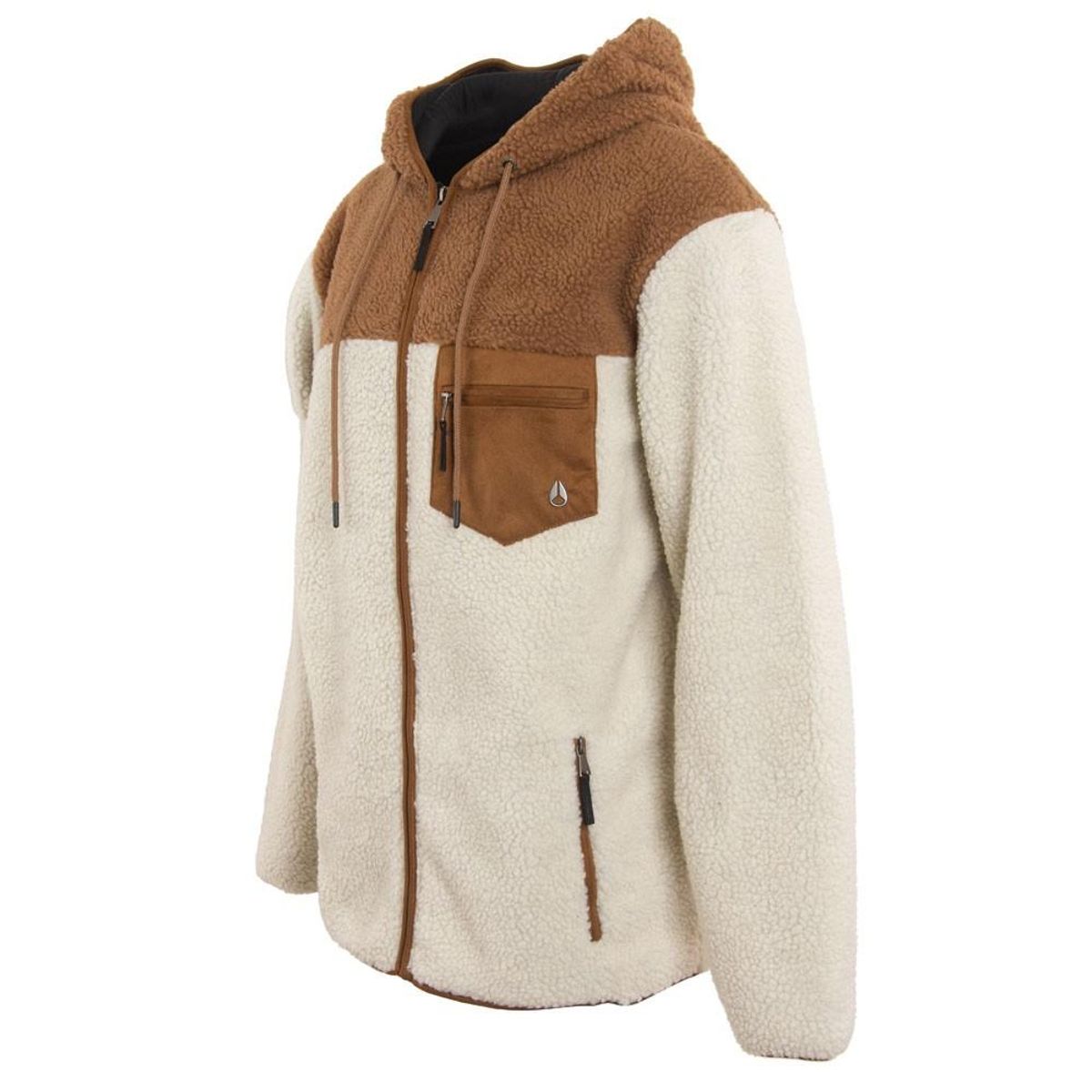 NIXON - Poleron Men Sherpa Full Zipper Beige Brown