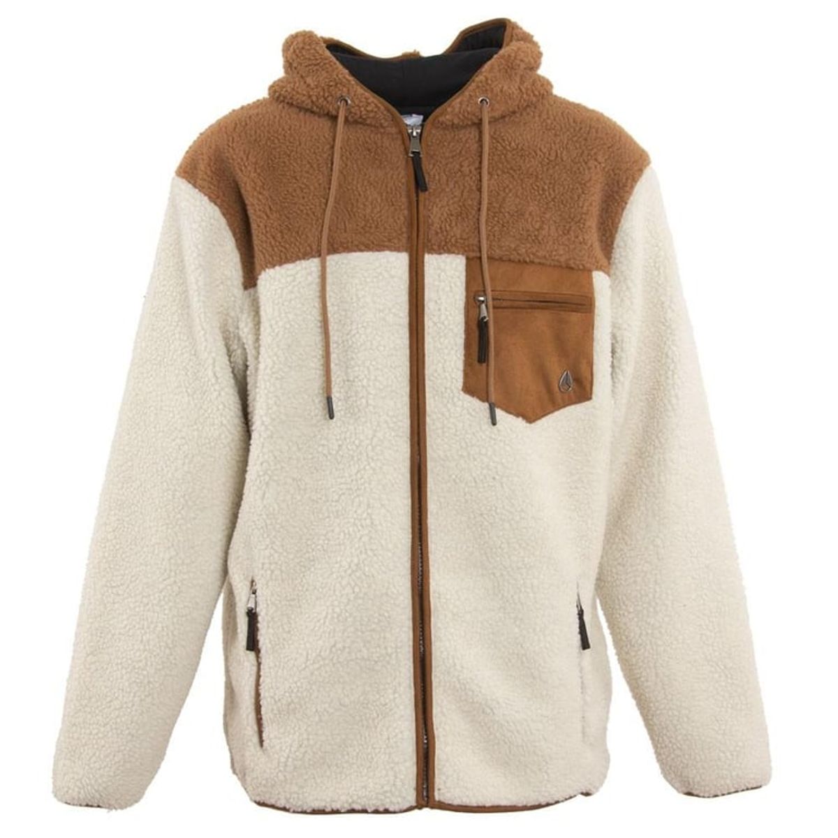 NIXON - Poleron Men Sherpa Full Zipper Beige Brown