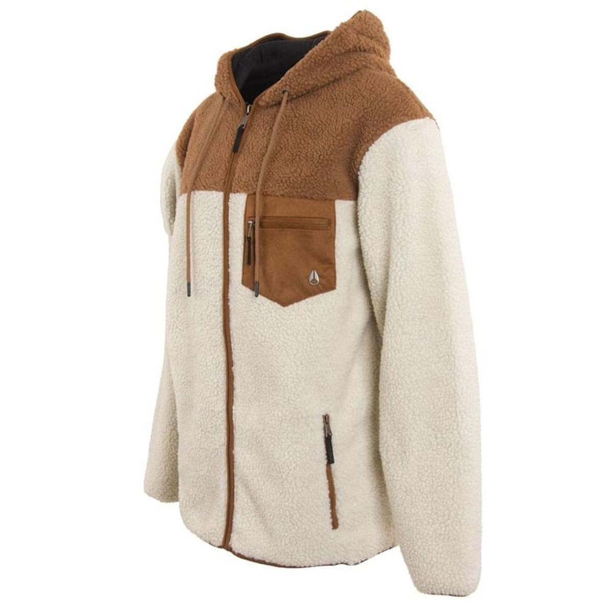 NIXON - Poleron Men Sherpa Full Zipper Beige Brown