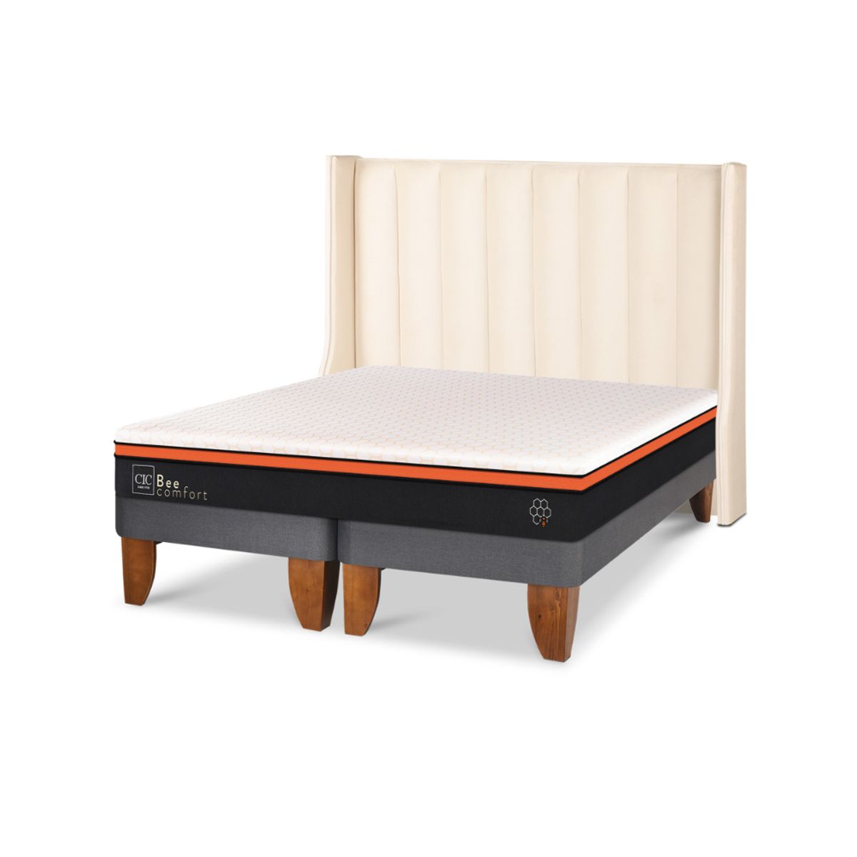 CIC - CAMA EUROPEA BEE COMFORT 2 PLAZAS + RESPALDO PANARO