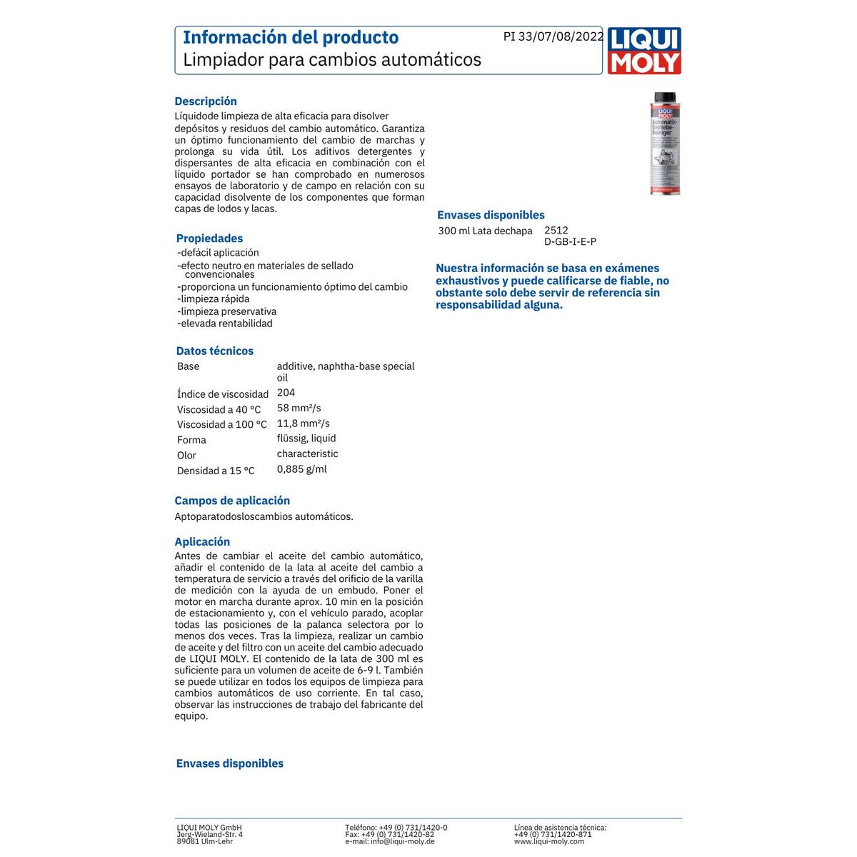 LIQUI MOLY - Limpiador Caja Automática Getriebe Reiniger Liqui Moly