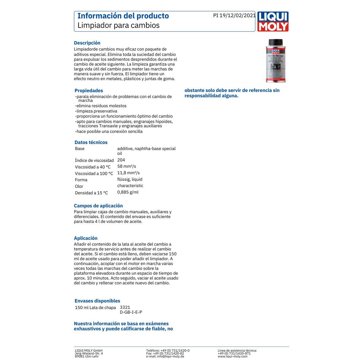 LIQUI MOLY - Limpiador Caja Mecánica y Diferencial Liqui Moly 150ml