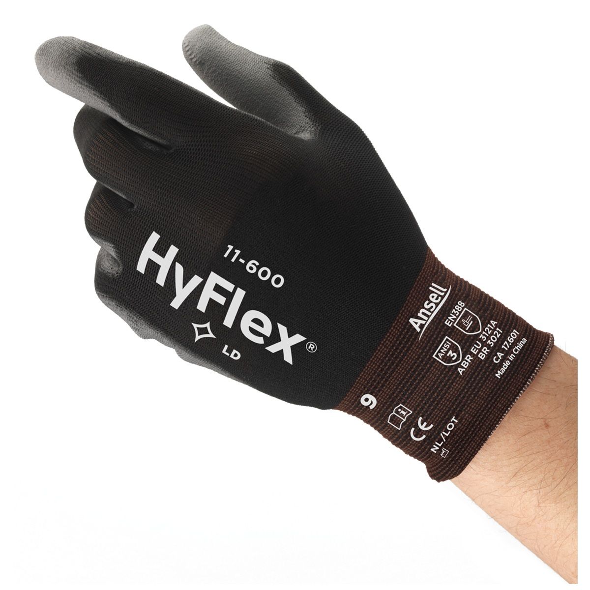 ANSELL EDMONDT - Guantes Ansell Hyflex 11-600 Ce 12 Pares - Negro