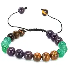 GENERICO - Pulsera Energía Positiva Aventurina Verde Amatista y Ojo de Tigre