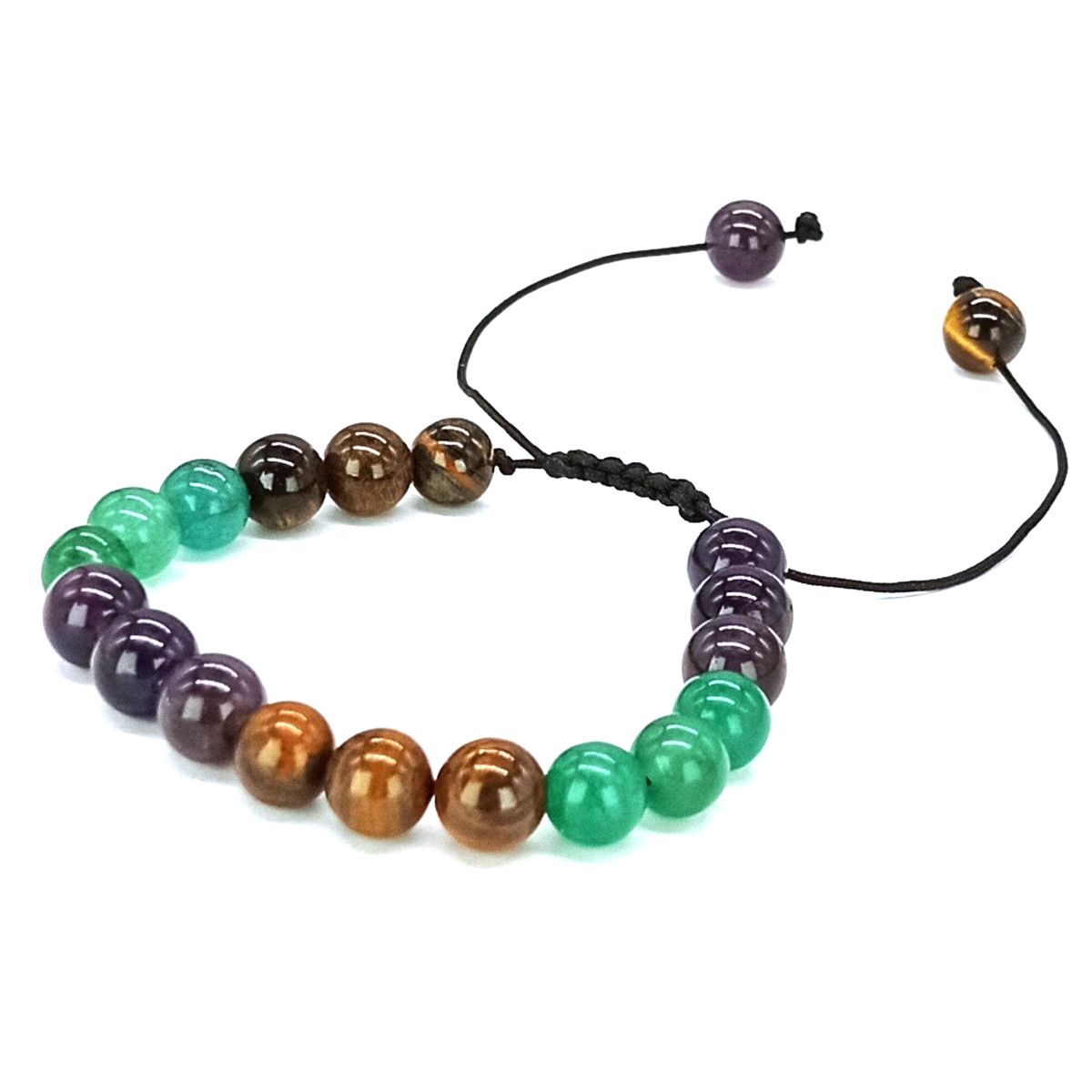 GENERICO - Pulsera Energía Positiva Aventurina Verde Amatista y Ojo de Tigre