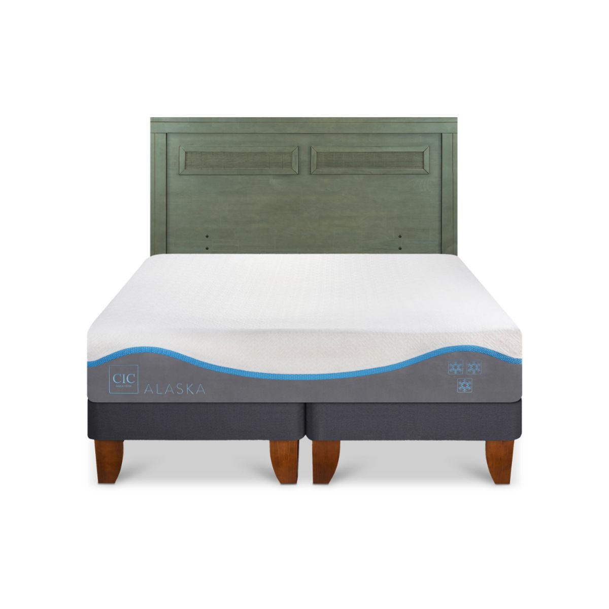 CIC - CAMA EUROPEA ALASKA 2 PLAZAS + RESPALDO MILAN OLIVO