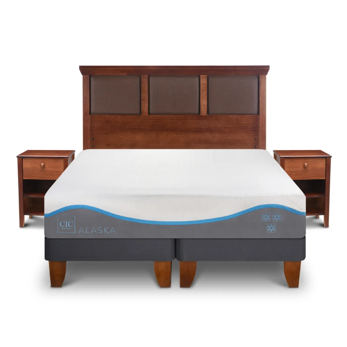 CIC - CAMA EUROPEA ALASKA 2 PLAZAS + SET TORINO CARAMEL