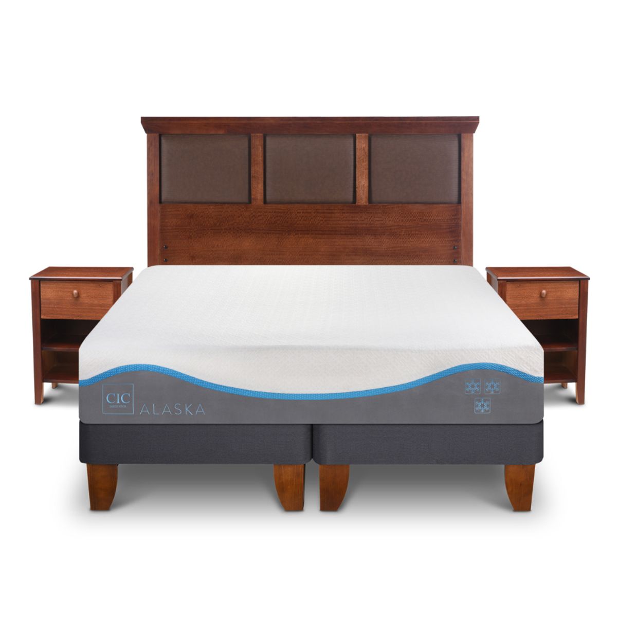 CIC - CAMA EUROPEA ALASKA 2 PLAZAS + SET TORINO CARAMEL