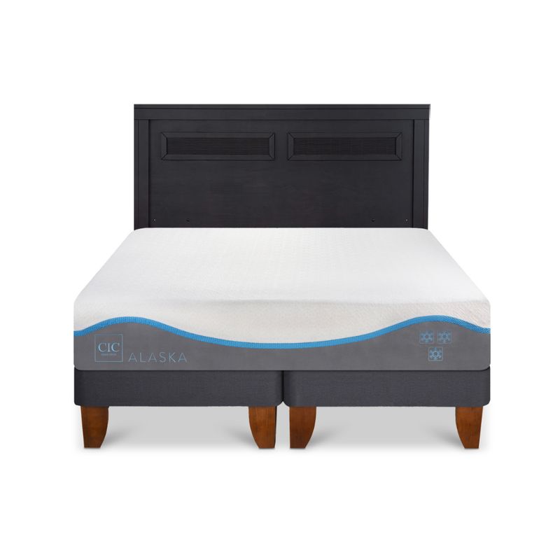 CIC - CAMA EUROPEA ALASKA KING + RESPALDO MILAN NEGRO