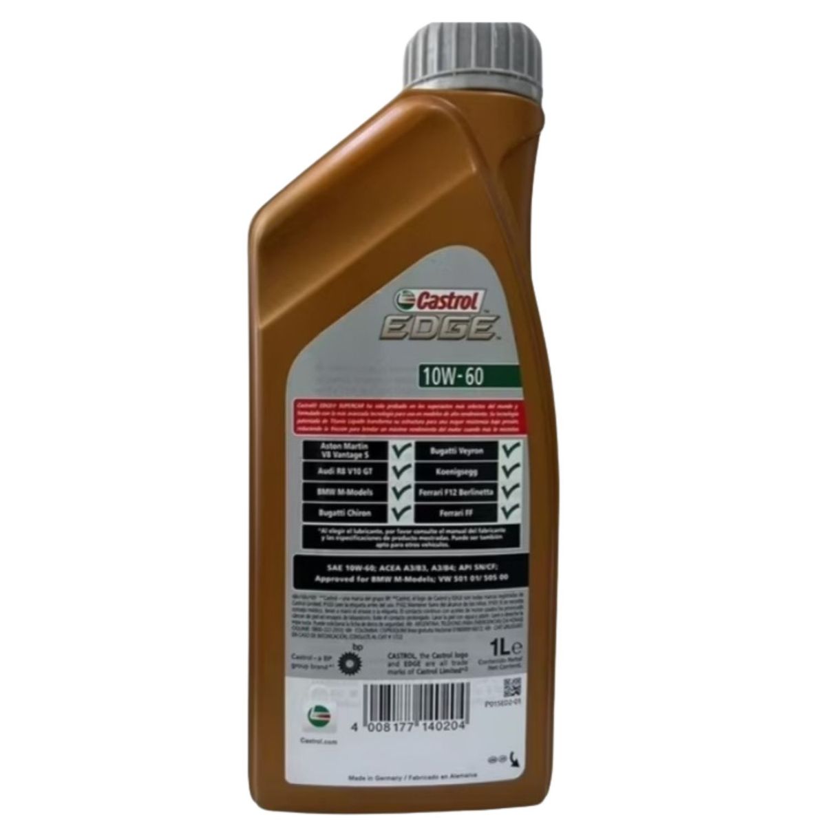 CASTROL - Aceite motor 10W60 marca Castrol 1 Litro