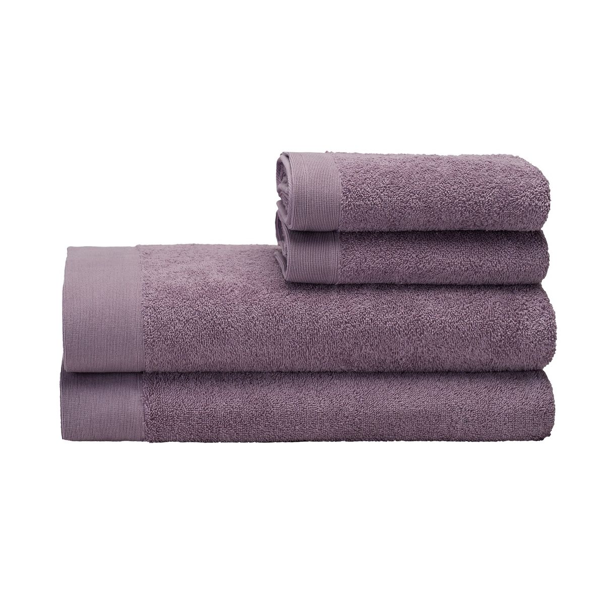 HOHOS CASA - Set 2 toallas mano y 2 toallones baño Elegance color malva, 100% algodón, 550 gr/m2