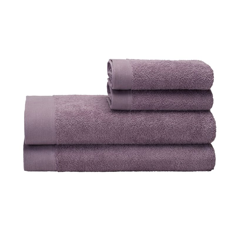 HOHOS CASA - Set 2 toallas mano y 2 toallones baño Elegance color malva, 100% algodón, 550 gr/m2