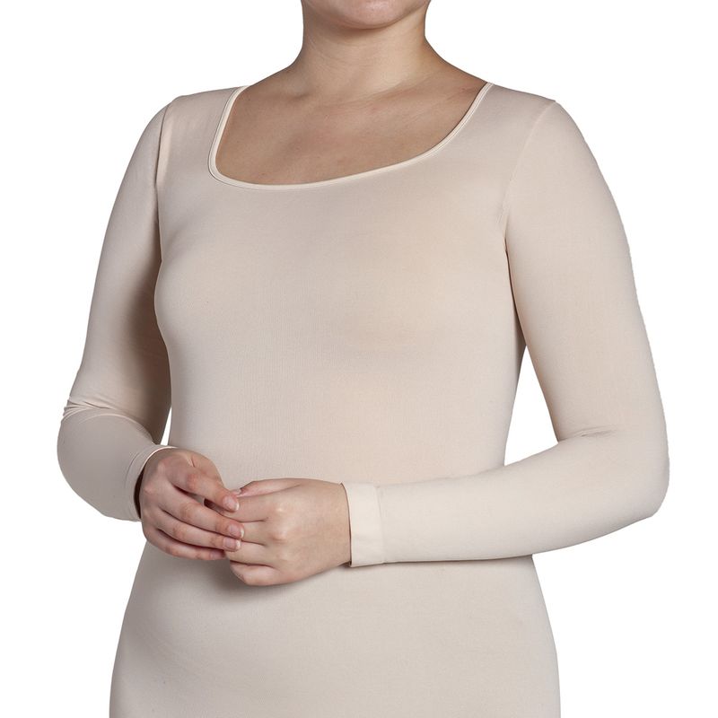 MONARCH - Polera Manga Larga Escote Cuadrado Nude