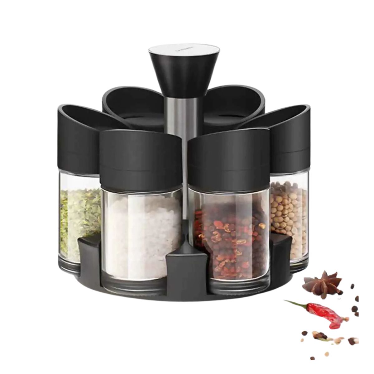 GENERICO - SET ESPECIEROS CONDIMENTOS 6PCS Negro