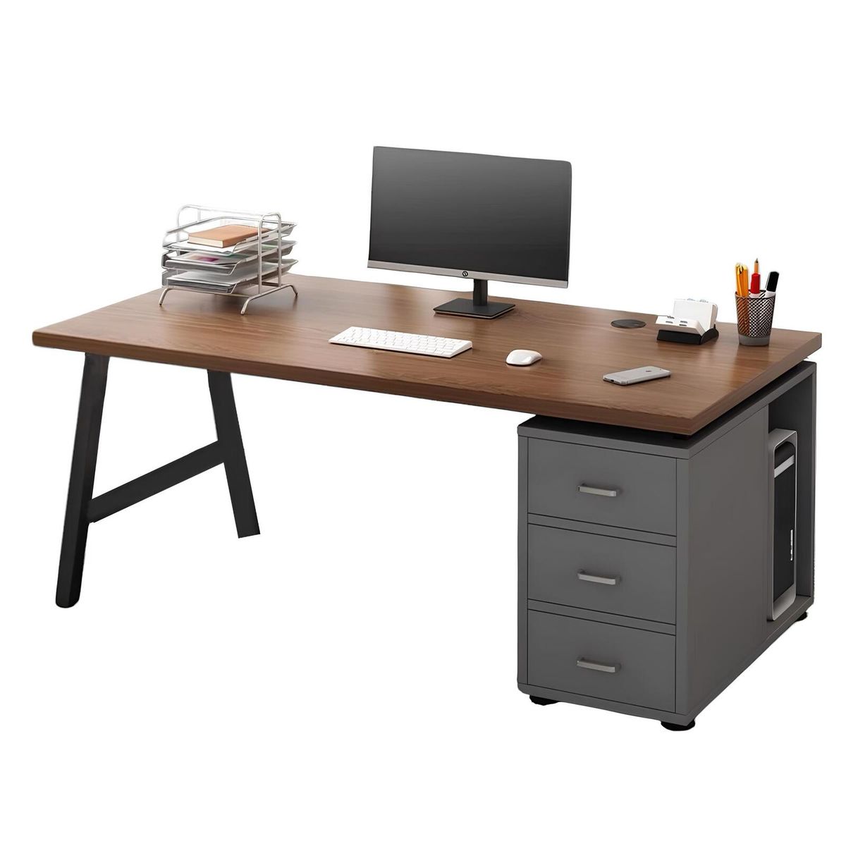 LUBABYCAS - Escritorio 140cm Con Cajones Compartimiento Cloud LuBabycas