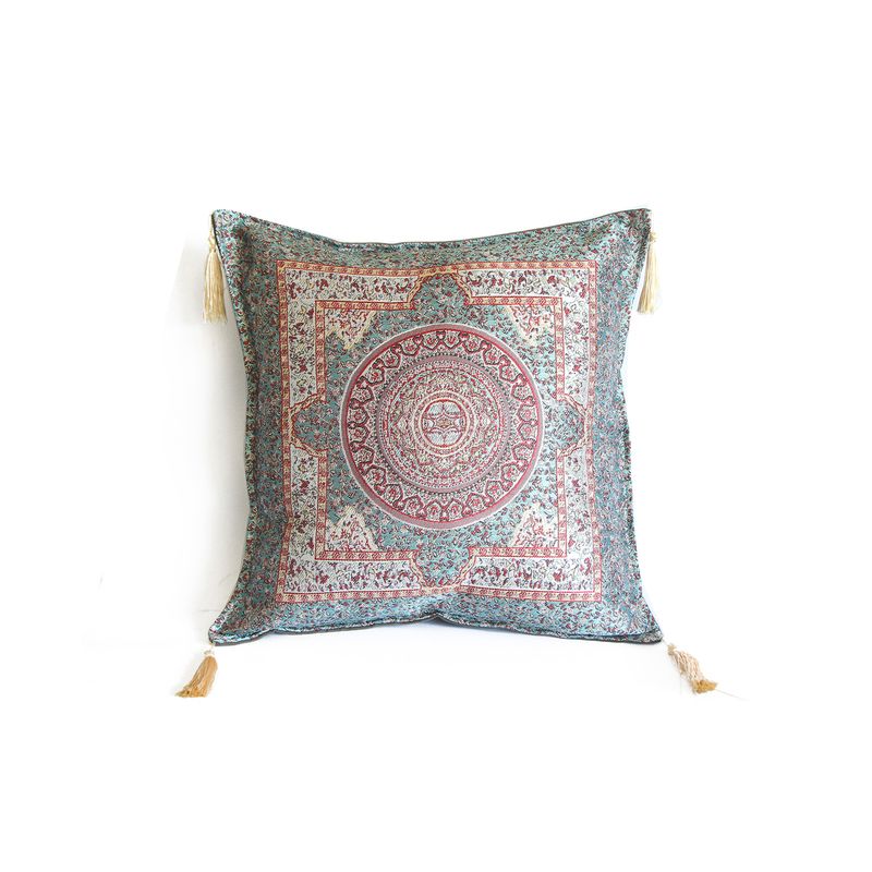 TURKUAZ - Cojín turco 43x43 Iznik Celeste - Boho, oriental