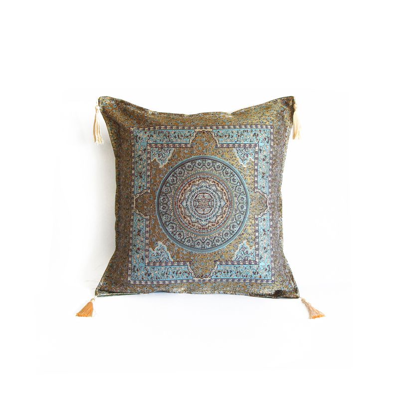 TURKUAZ - Cojín turco 43x43 Iznik Verde y Celeste - Boho, oriental