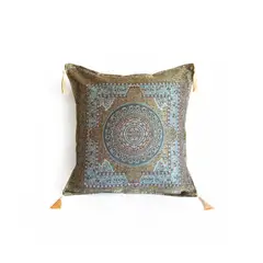 TURKUAZ - Cojín turco 43x43 Iznik Verde y Celeste