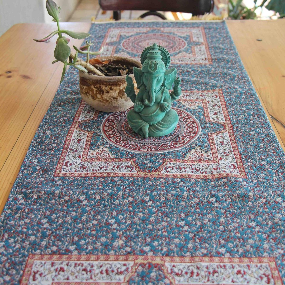 TURKUAZ - Camino de mesa 1,50 m Iznik Azul y Rojo