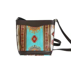 TURKUAZ - Cartera Mediana Kilim Blanco y Turquesa