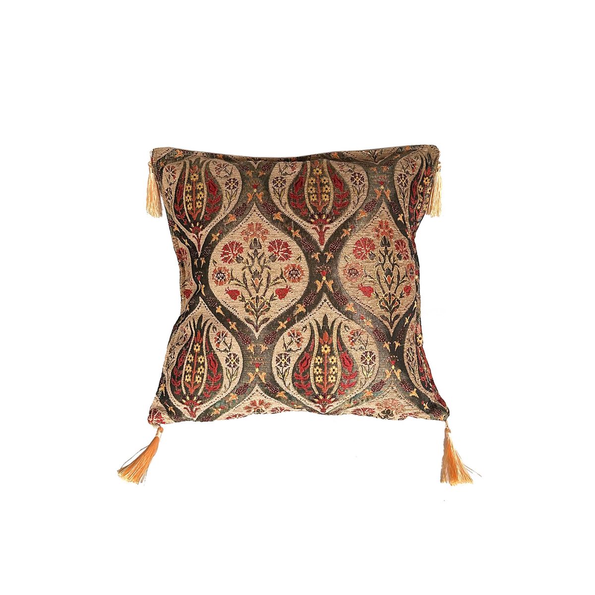 TURKUAZ - Cojín turco 44x44 Tulipanes Café claro - boho