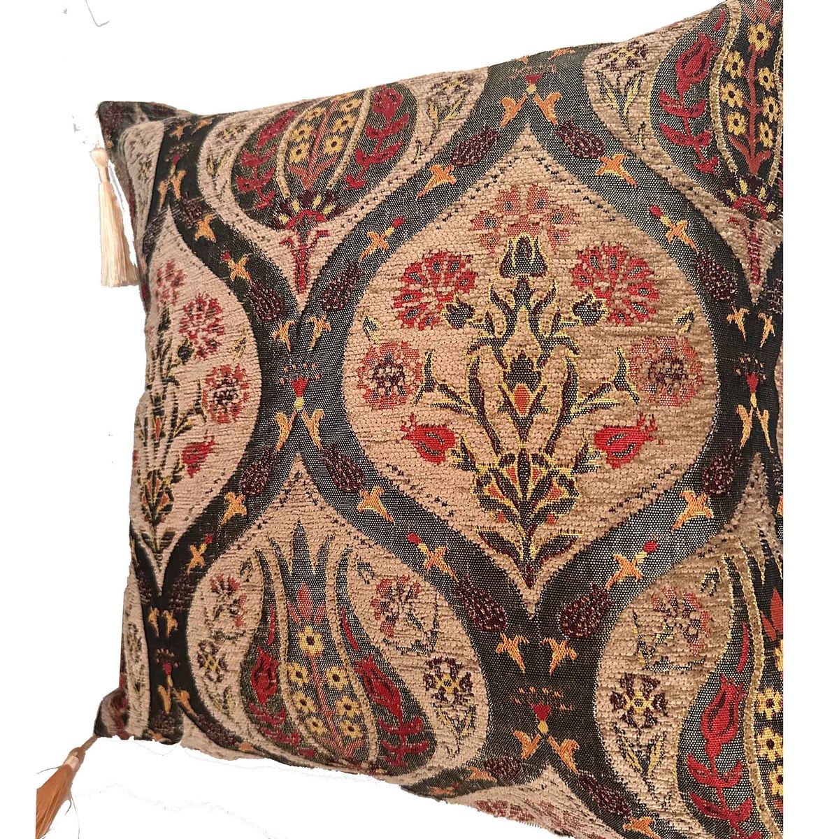 TURKUAZ - Cojín turco 44x44 Tulipanes Café claro - boho