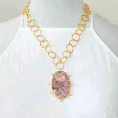 TURKUAZ - Collar Capras - Baño de oro 24k y Rodonita - De Turquía