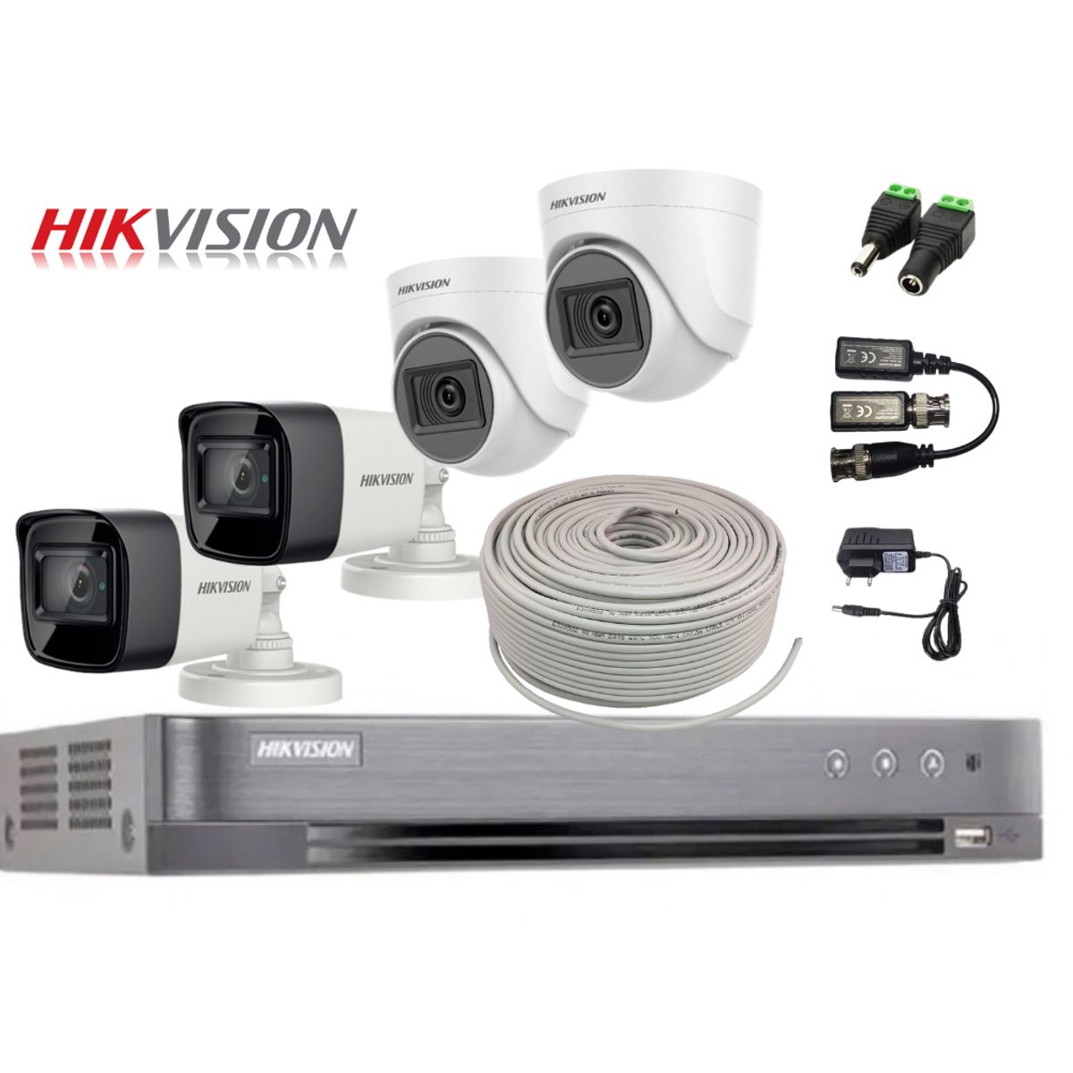 HIKVISION - Kit 4 camaras 2 DOMO + 2 BULLET 1080