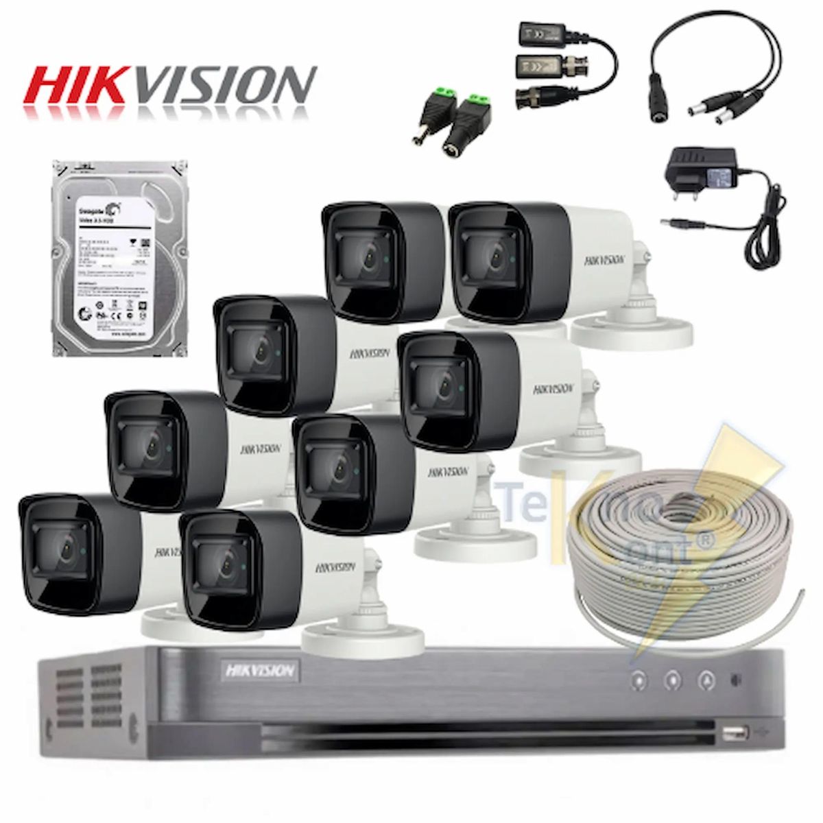 HIKVISION - Cctv Kit Pro Hikvision Dvr 8ch + 8 Cam 2mp