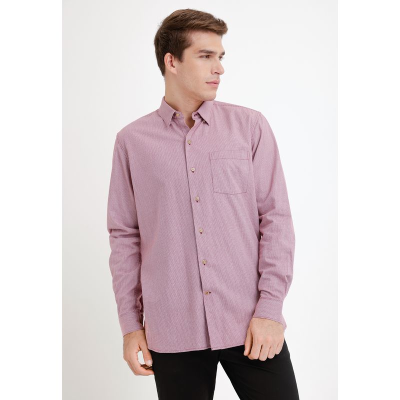 TRIAL - Camisa hombre pie de poule rojo