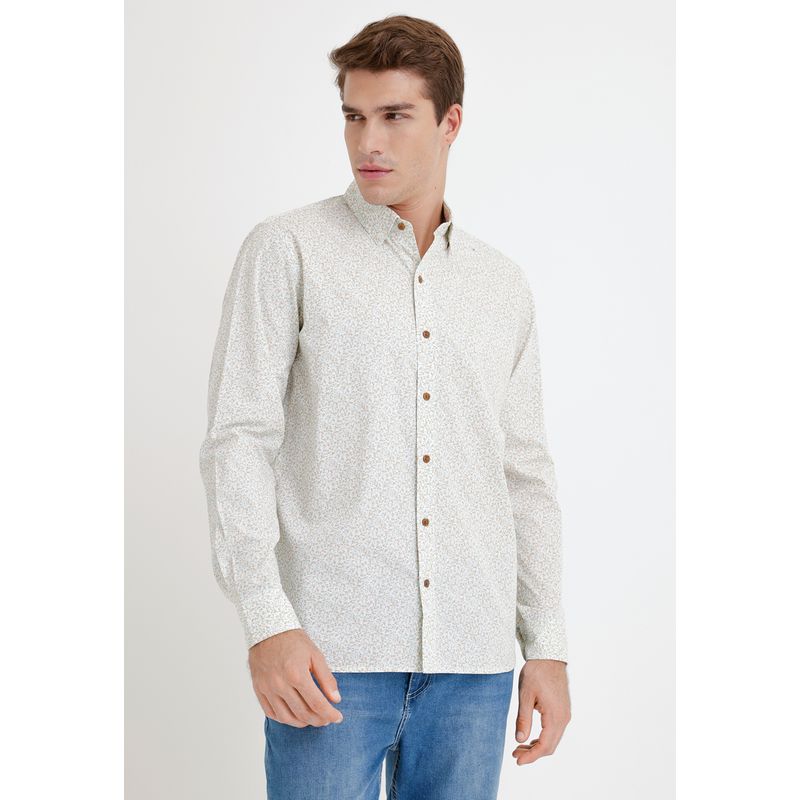 TRIAL - Camisa hombre casual estampada blanco