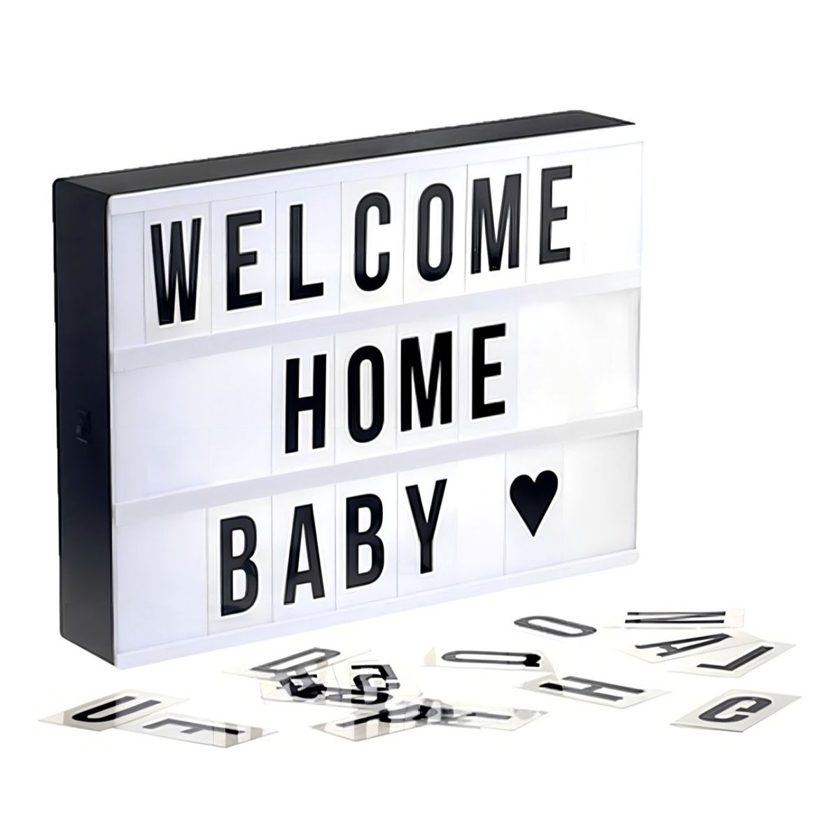 GENERICO - Caja De Luz Ledcartel Luminoso Con Letras Color Blanco Negro