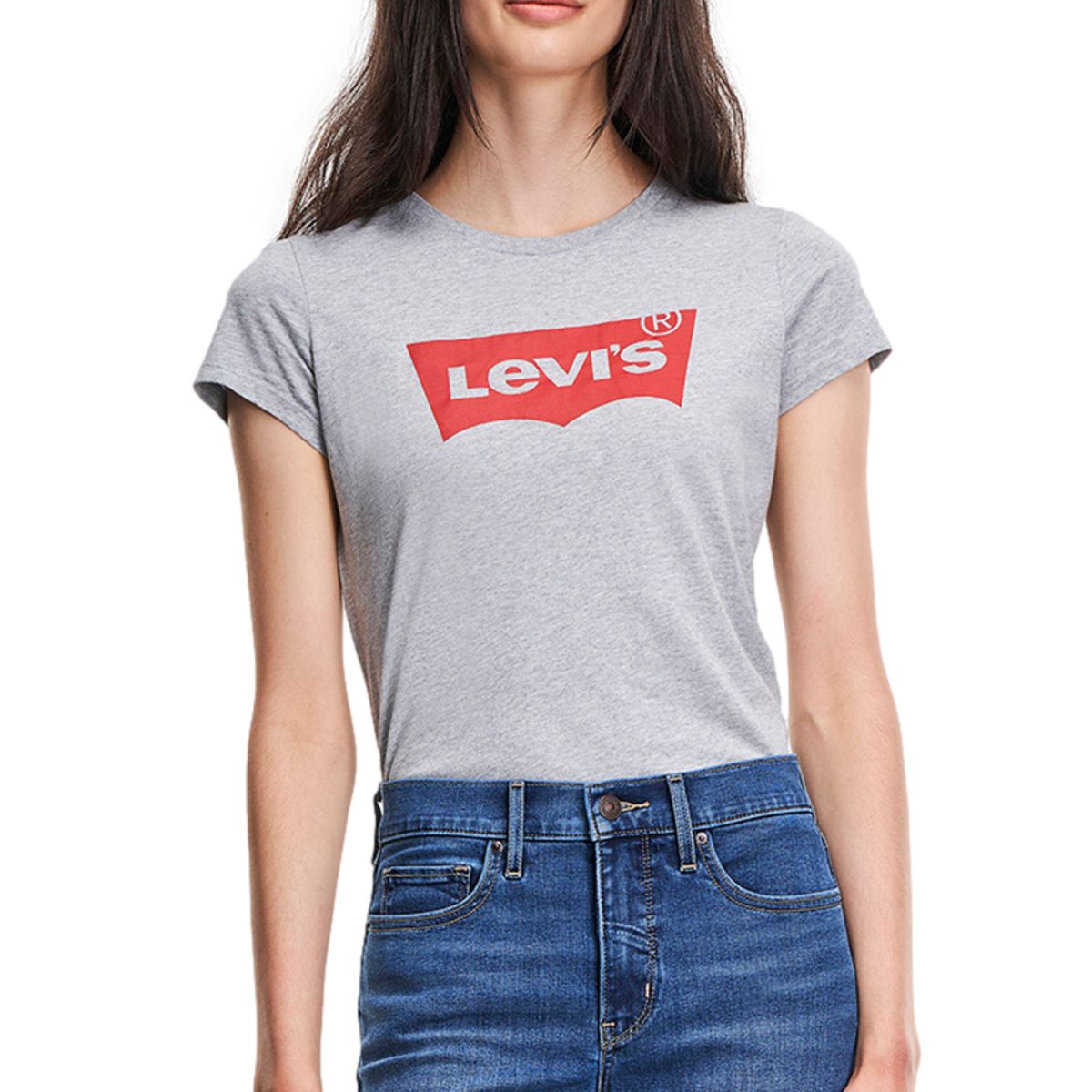 LEVIS - Polera Mujer Logo Lisa Gris Levis