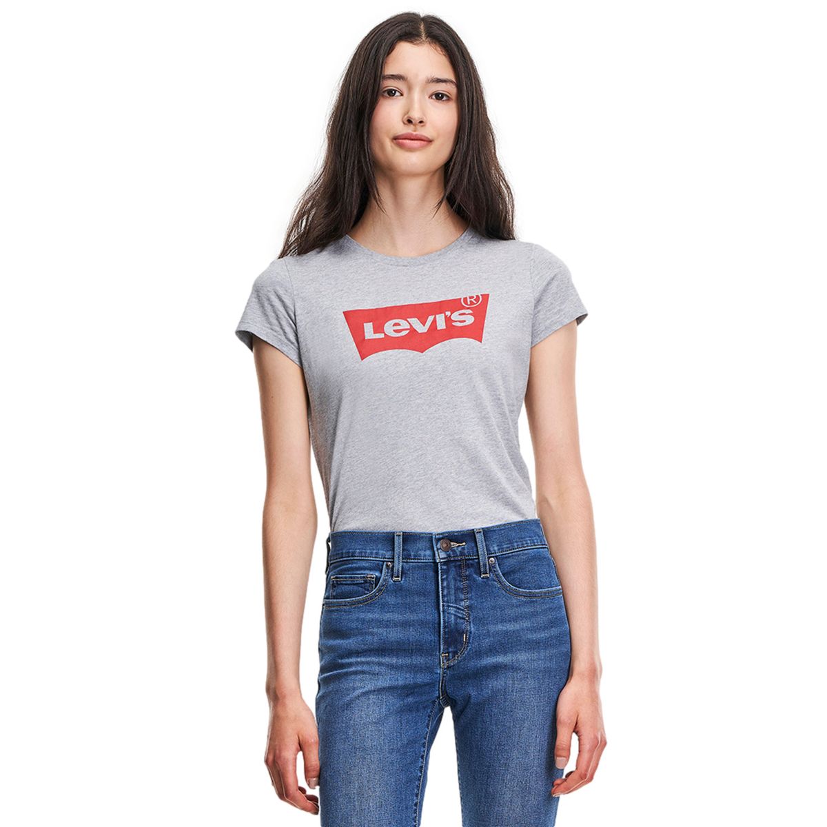 LEVIS - Polera Mujer Logo Lisa Gris Levis