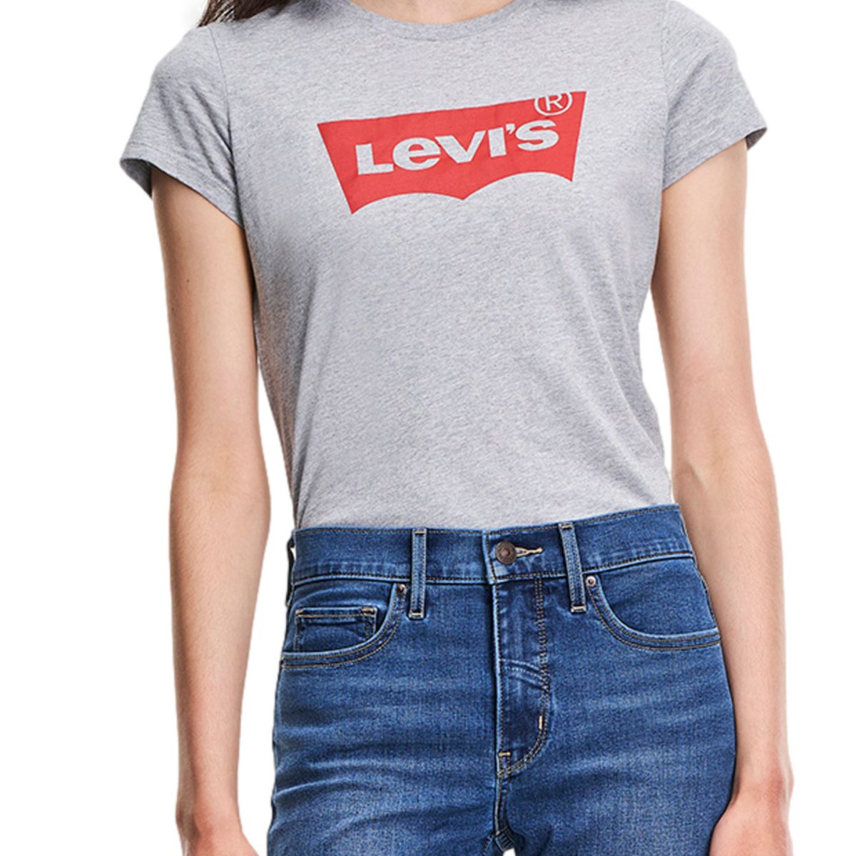 LEVIS - Polera Mujer Logo Lisa Gris Levis