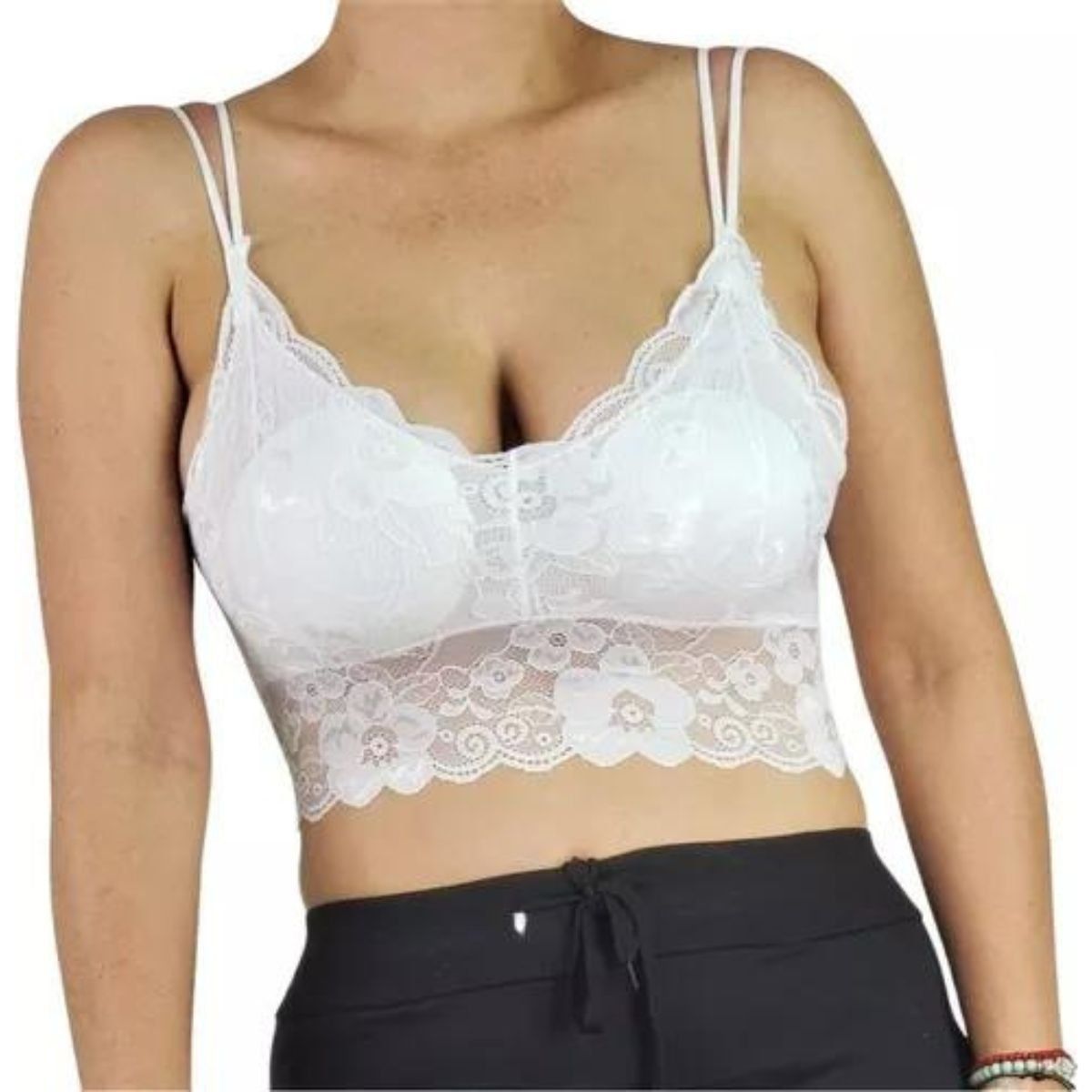 LIKE SHOP - Bralet Top Elasticado Mujer Sostén Peto Sujetador Encaje 605