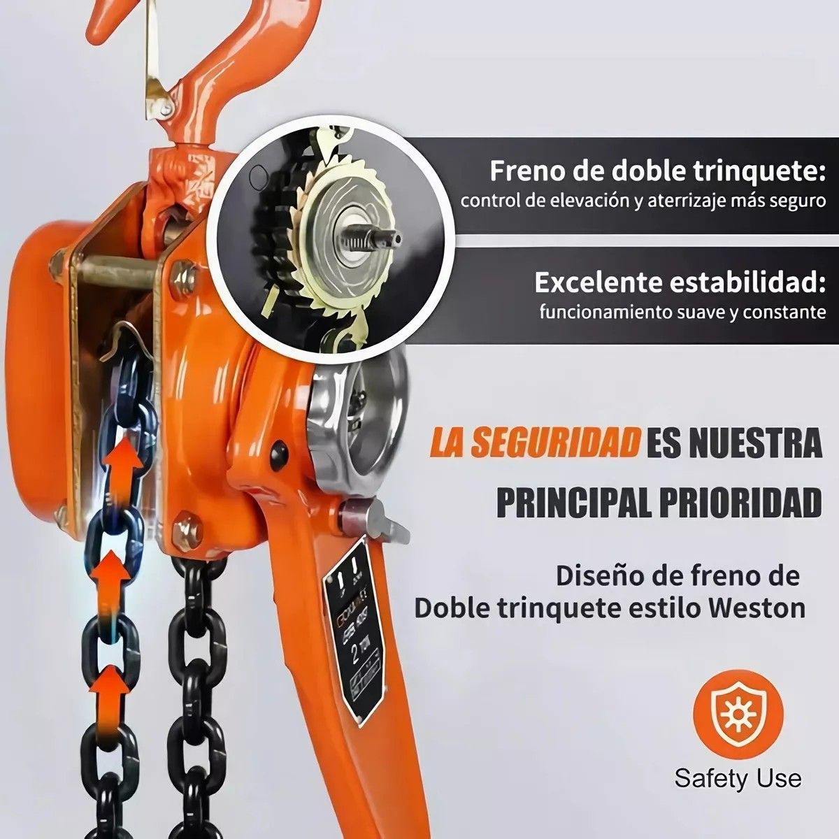 MUNDO MAGIA - Polipasto De Palanca Para 2 Toneladas 3 Metros Mango