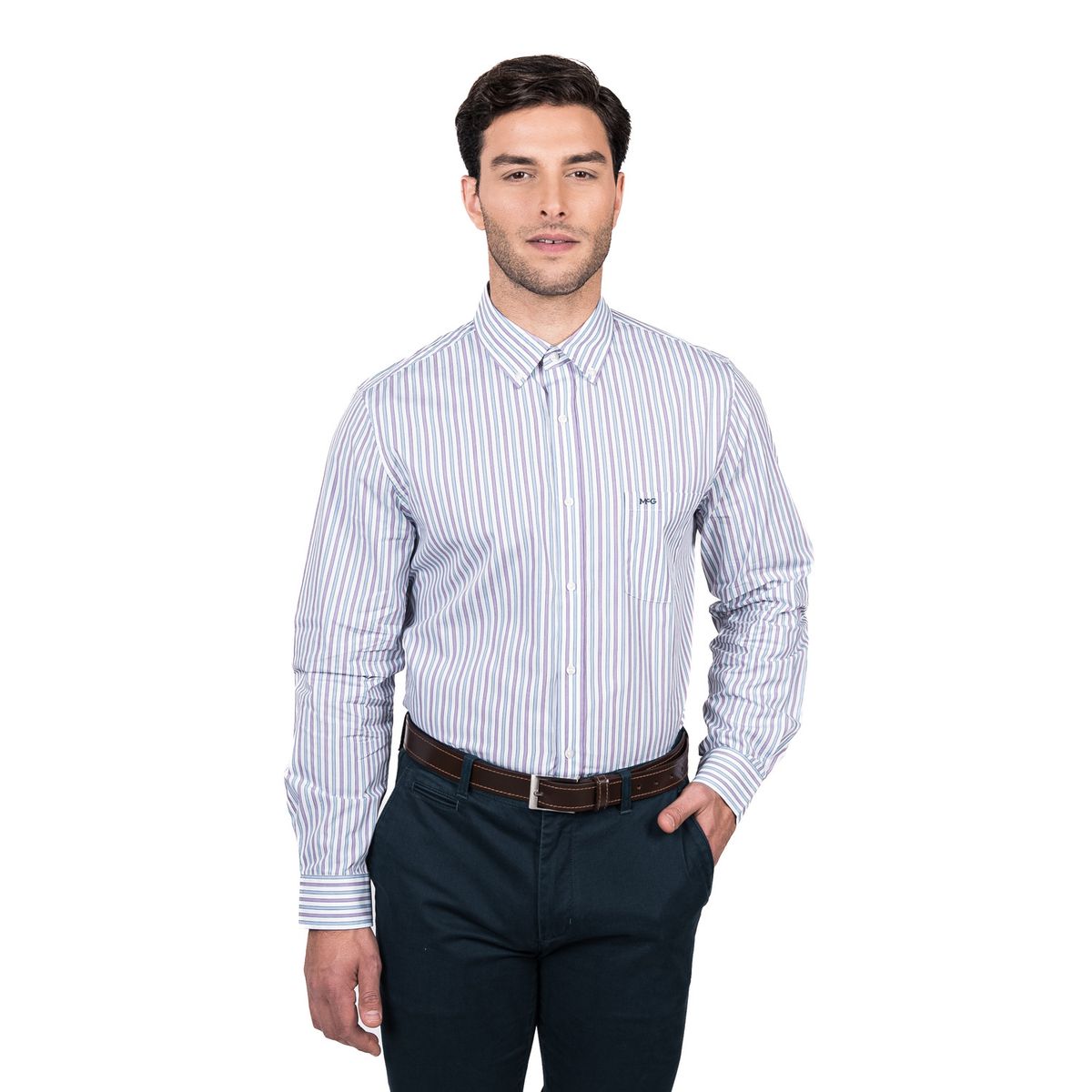 MCGREGOR - Camisa Hombre Manga Larga Rockefeller Smart Listada Comfort Fit MCGREGOR