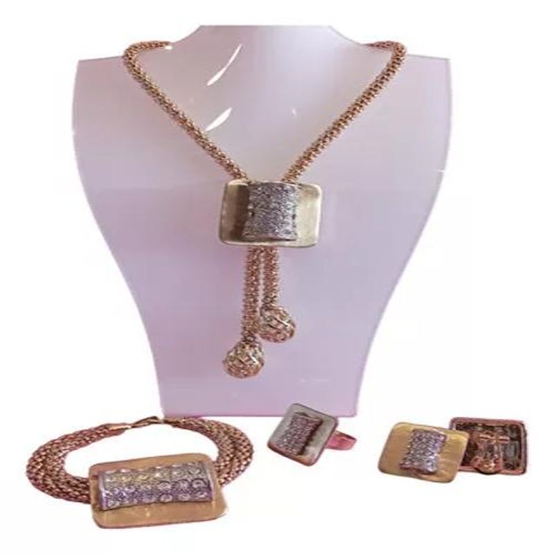 GENERICO - X4 Set Joyas Conjunto Elegante De Moda Dorado Jf010