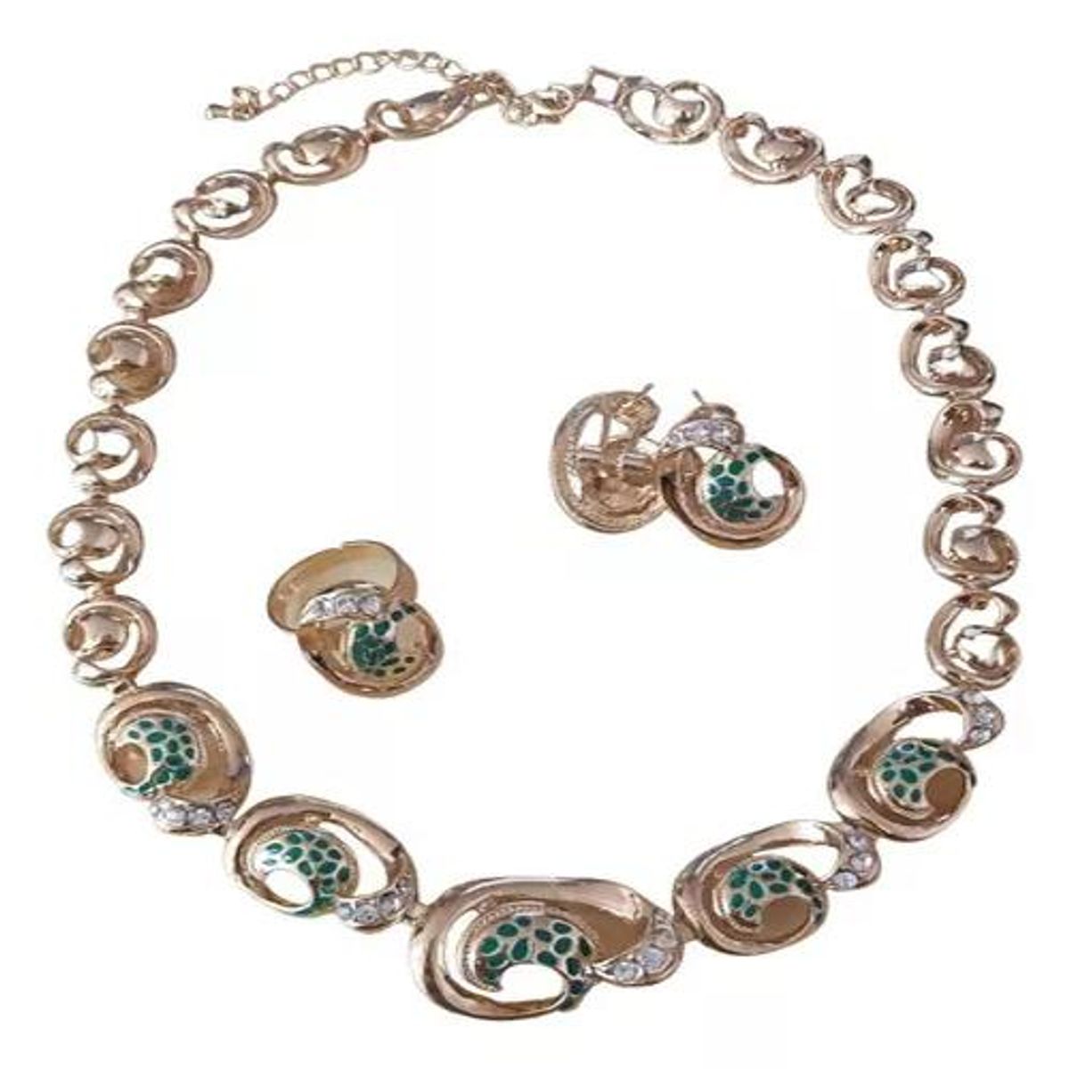 GENERICO - X3 Set Joyas Conjunto Elegante De Moda Doradoverde Jf13