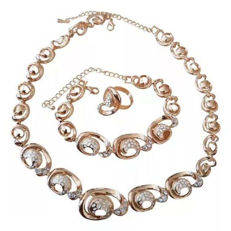 GENERICO - X3 Set Joyas Conjunto Elegante De Moda Doradoblanco Jf09
