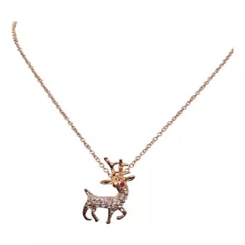 GENERICO - Joyas Mujer Niña Collar Colgante De Ciervo Reno  Q0228