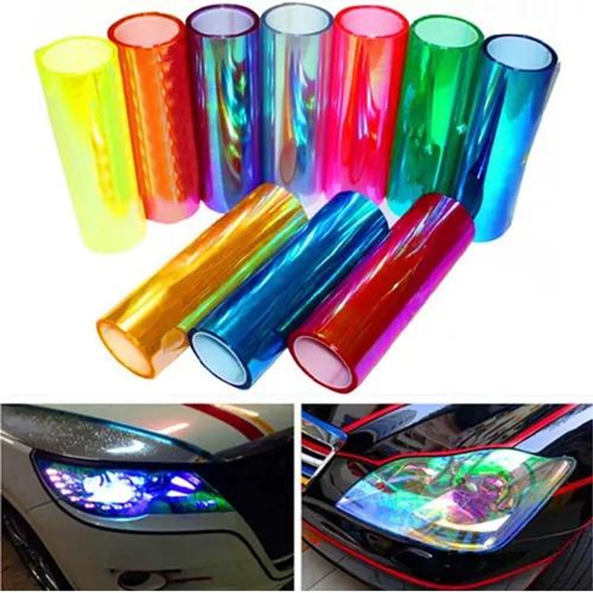 GENERICO - Vinilo Foco Adhesivo Auto Tuning Universal Tornasol 30cmx10m