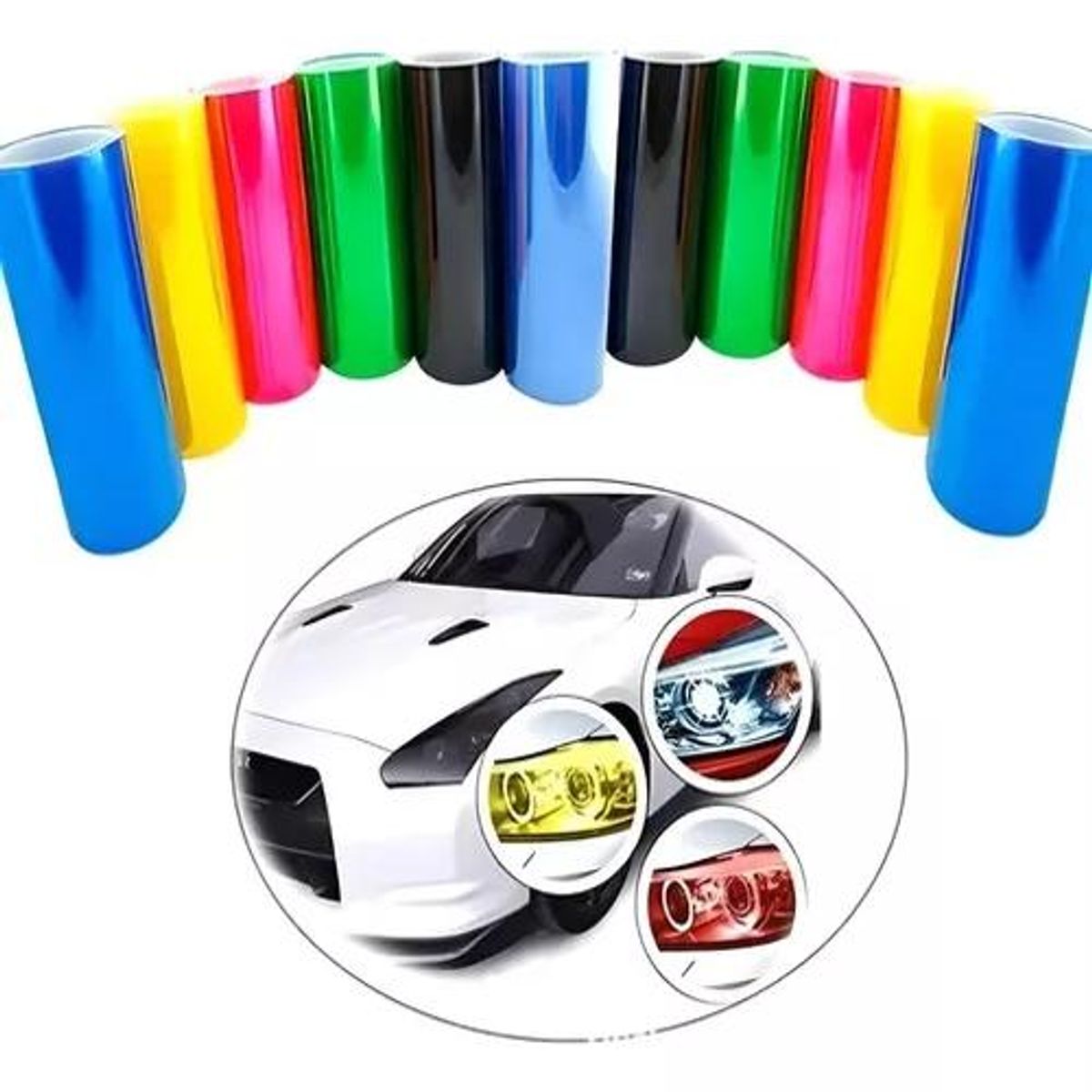 GENERICO - Vinilo Foco Adhesivo Auto Tuning Universal Colores 30cmx10m