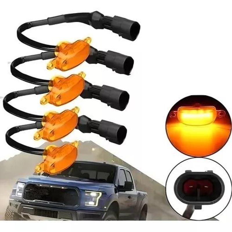 GENERICO - X4 Luces Led Tipo Raptor Ambar Universal Parrilla Frontal