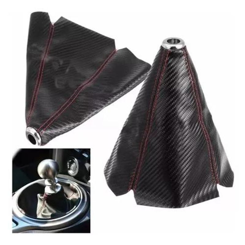 GENERICO - Funda Cubre Palanca Cambio Auto Negro Rojo Tuning Universal