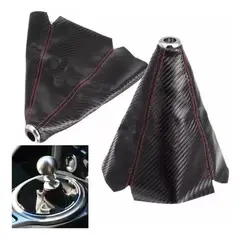 GENERICO - Funda Cubre Palanca Cambio Auto Negro Rojo Tuning Universal