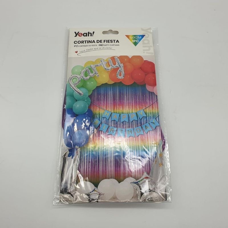 GENERICO - Cortina Metálica Brillos Cumpleaños Colores Cotillón - Blanco - Talla única